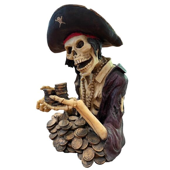 RARE '97 Skulpture by David Wang Skeleton Pirate Booty Treasure Zombie Halloween - Picture 3 of 15